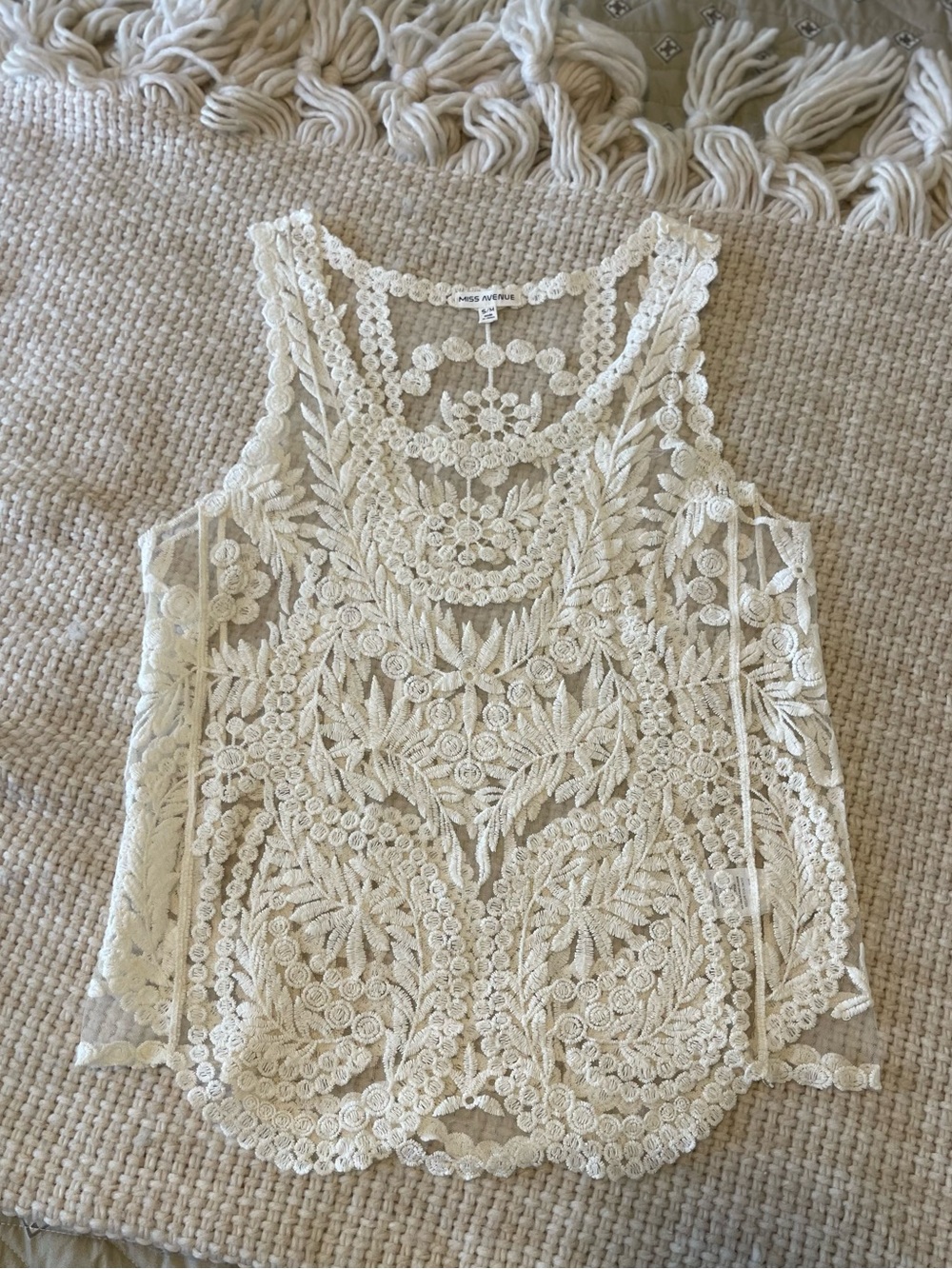 Miss Avenue Ivory Crochet Lace Camisole